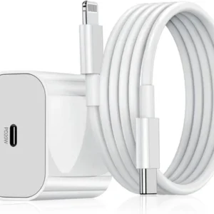 20W USB-C Power Adapter with USB-C to Lightning Cable – Fast Charging for iPhone and iPad